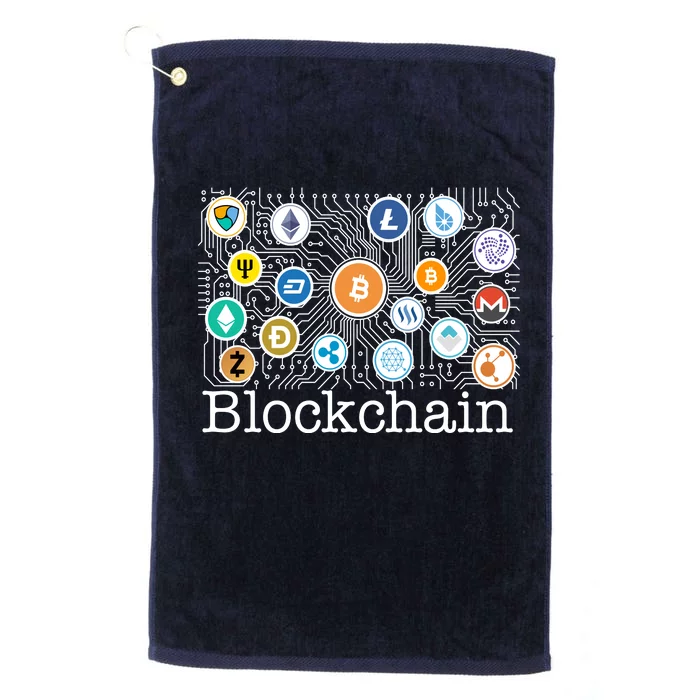 Blockchain Cryptocurrency Logos Platinum Collection Golf Towel