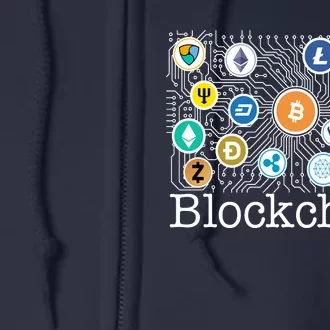 Blockchain Cryptocurrency Logos Full Zip Hoodie