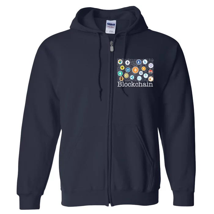 Blockchain Cryptocurrency Logos Full Zip Hoodie