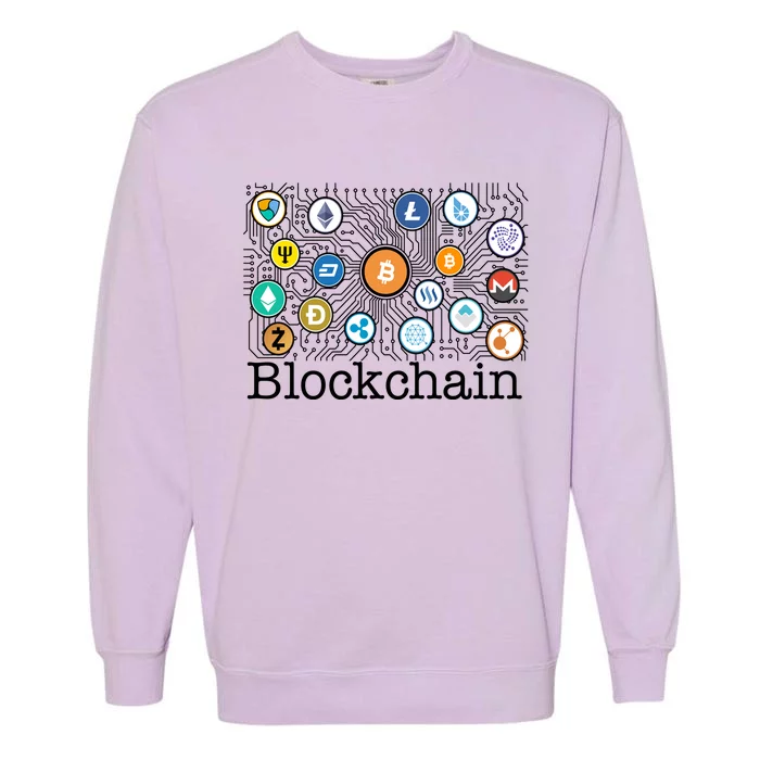 Blockchain Cryptocurrency Logos Garment-Dyed Sweatshirt