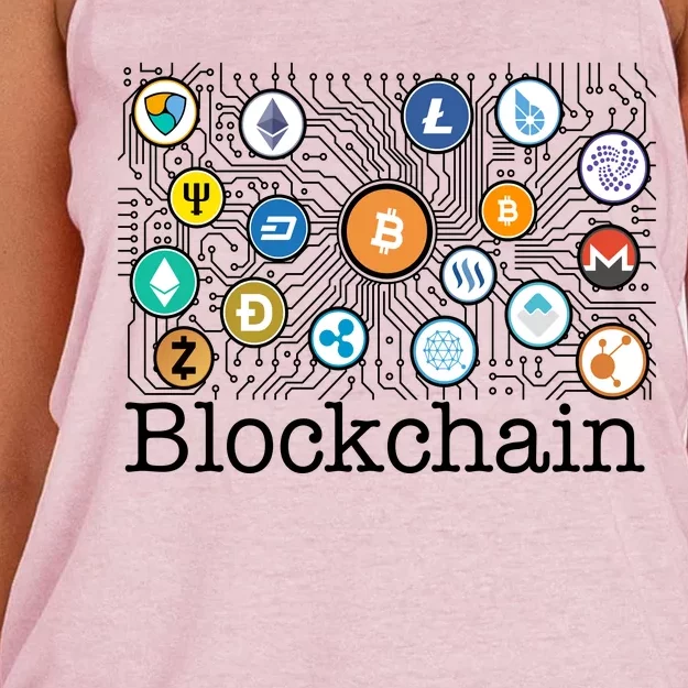 Blockchain Cryptocurrency Logos Women's Knotted Racerback Tank