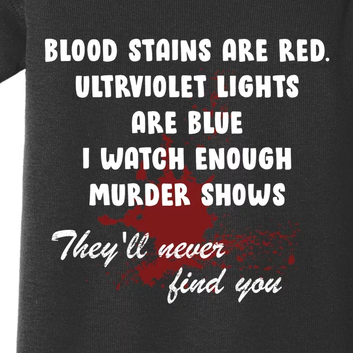 Blood Stains Are Red Ultraviolet Lights Are Blue Baby Bodysuit