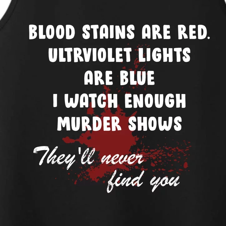 Blood Stains Are Red Ultraviolet Lights Are Blue Performance Tank