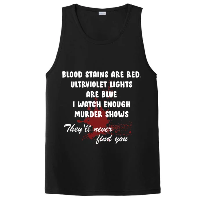 Blood Stains Are Red Ultraviolet Lights Are Blue Performance Tank