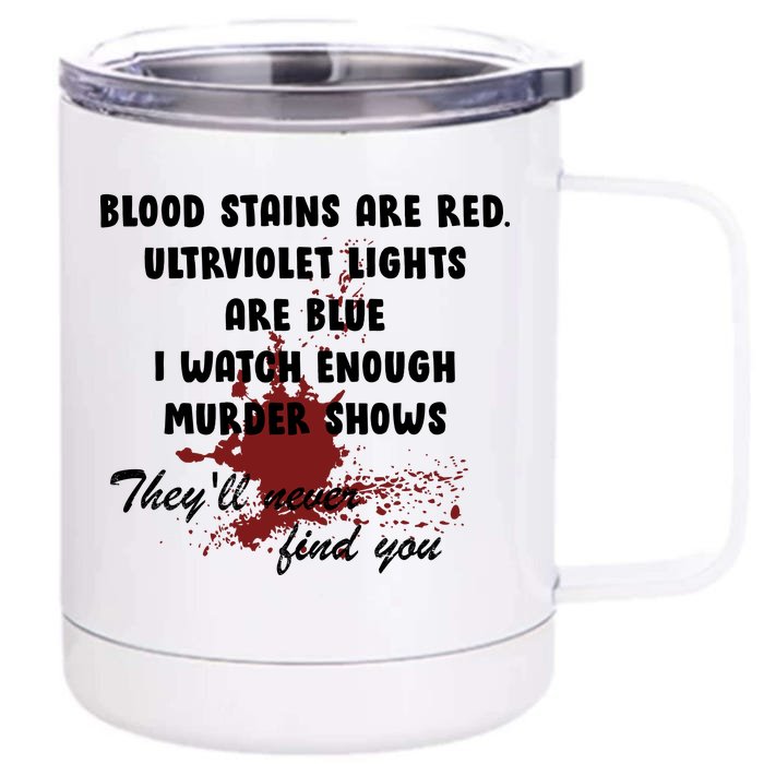 Blood Stains Are Red Ultraviolet Lights Are Blue Front & Back 12oz Stainless Steel Tumbler Cup