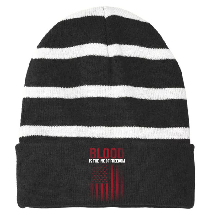 Blood The Ink of Freedom Striped Beanie with Solid Band