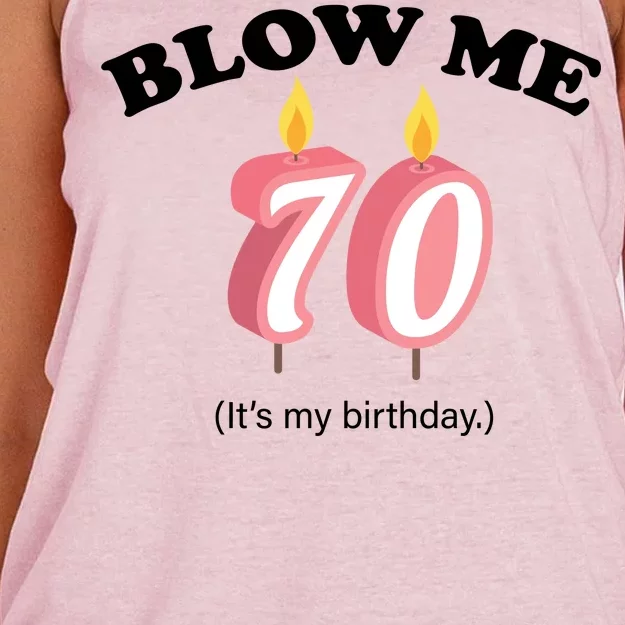 Blow Me It's My 70th Birthday Women's Knotted Racerback Tank