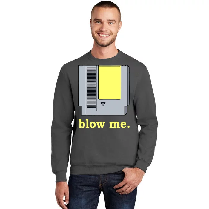 Blow Me Retro Video Game Tall Sweatshirt