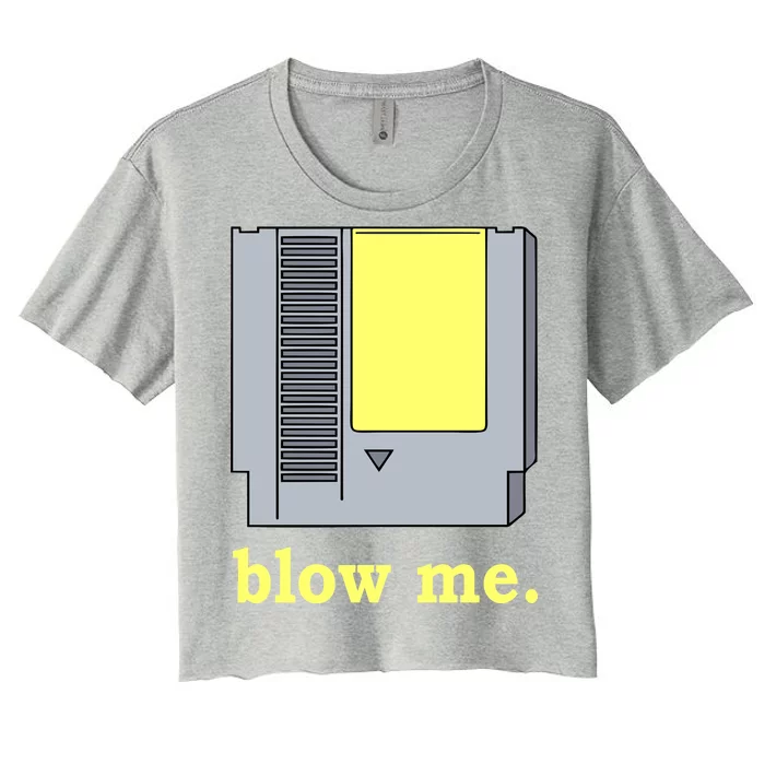 Blow Me Retro Video Game Women's Crop Top Tee