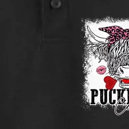 Bleached Leopard Pucker Up Cow Highland Cow Valentines Dry Zone Grid Performance Polo