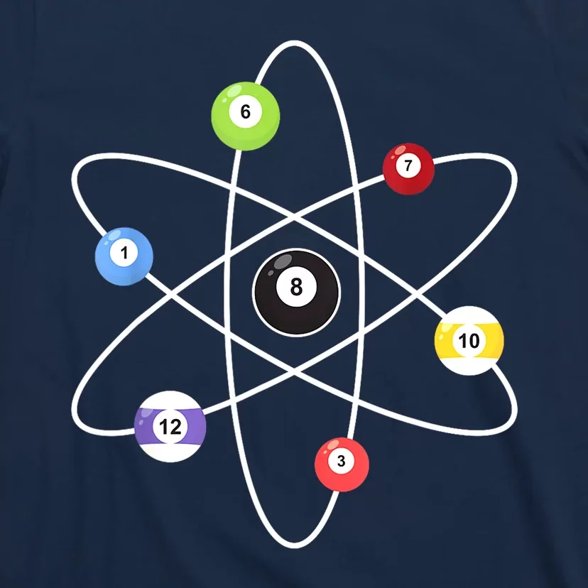 Billiard Lover Pool Player Game Sports Gift Cue Ball Atoms T-Shirt