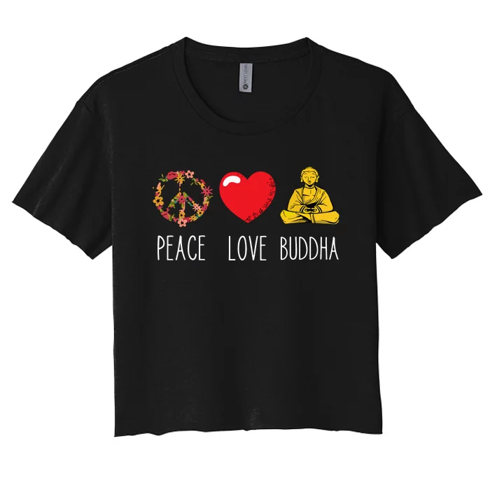 Buddha Love Peace Buddhist Zen Yoga Meditation Dao Mantra Women's Crop Top Tee