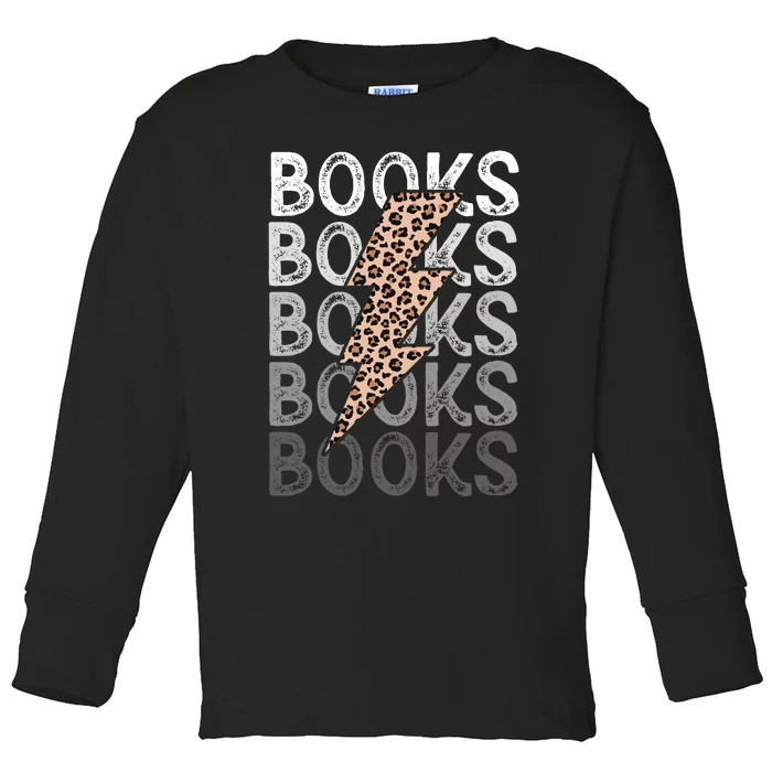 Books Leopard Print Book Club Bookish Toddler Long Sleeve Shirt