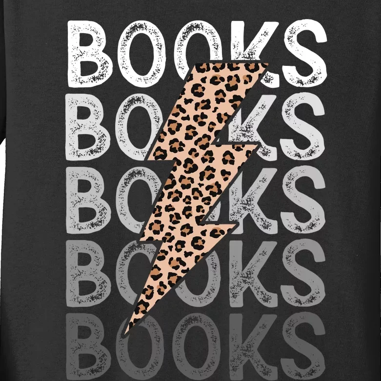 Books Leopard Print Book Club Bookish Kids Long Sleeve Shirt