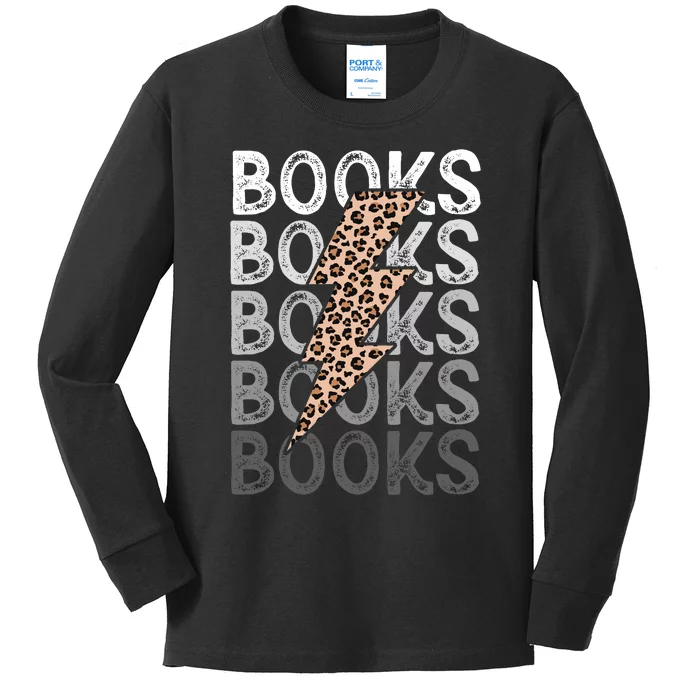 Books Leopard Print Book Club Bookish Kids Long Sleeve Shirt