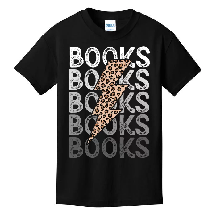 Books Leopard Print Book Club Bookish Kids T-Shirt