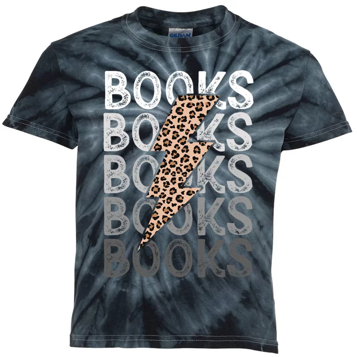 Books Leopard Print Book Club Bookish Kids Tie-Dye T-Shirt