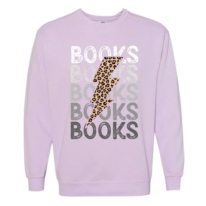 Books Leopard Print Book Club Bookish Garment-Dyed Sweatshirt