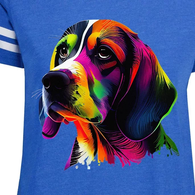 Beagle Lovers Pop Art Beagle Design Funny Beagle Enza Ladies Jersey Football T-Shirt