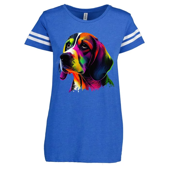 Beagle Lovers Pop Art Beagle Design Funny Beagle Enza Ladies Jersey Football T-Shirt