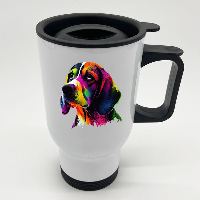 Beagle Lovers Pop Art Beagle Design Funny Beagle Front & Back Stainless Steel Travel Mug