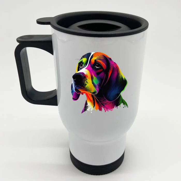 Beagle Lovers Pop Art Beagle Design Funny Beagle Front & Back Stainless Steel Travel Mug