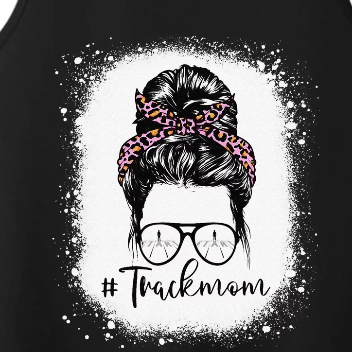 Bleached Leopard Pink Track Mom Life Messy Bun Mothers Day Performance Tank