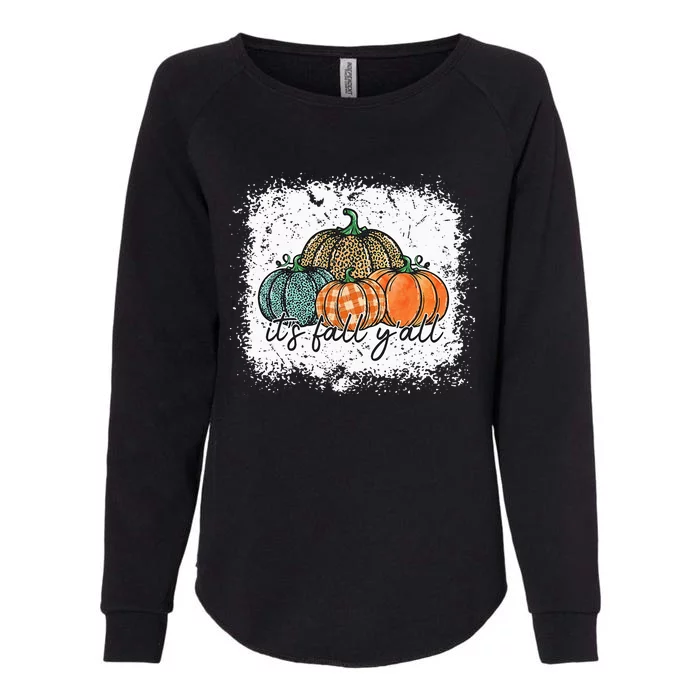 Bleached Leopard Pumpkin Autumn Its Fall Yall Thanksgiving Womens California Wash Sweatshirt