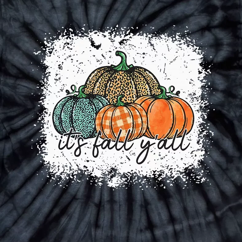 Bleached Leopard Pumpkin Autumn Its Fall Yall Thanksgiving Tie-Dye T-Shirt