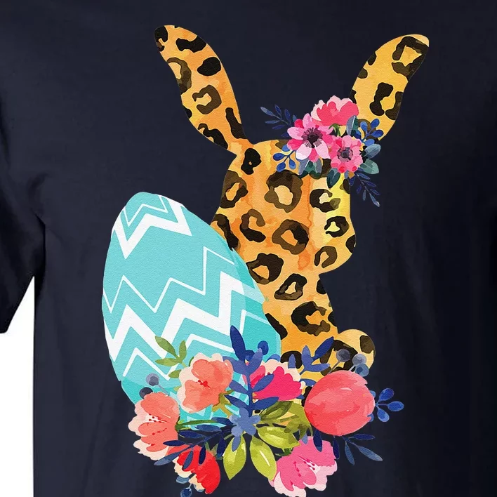 Bunny Leopard Print Easter Egg Floral Rabbit Cute Gift Tall T-Shirt