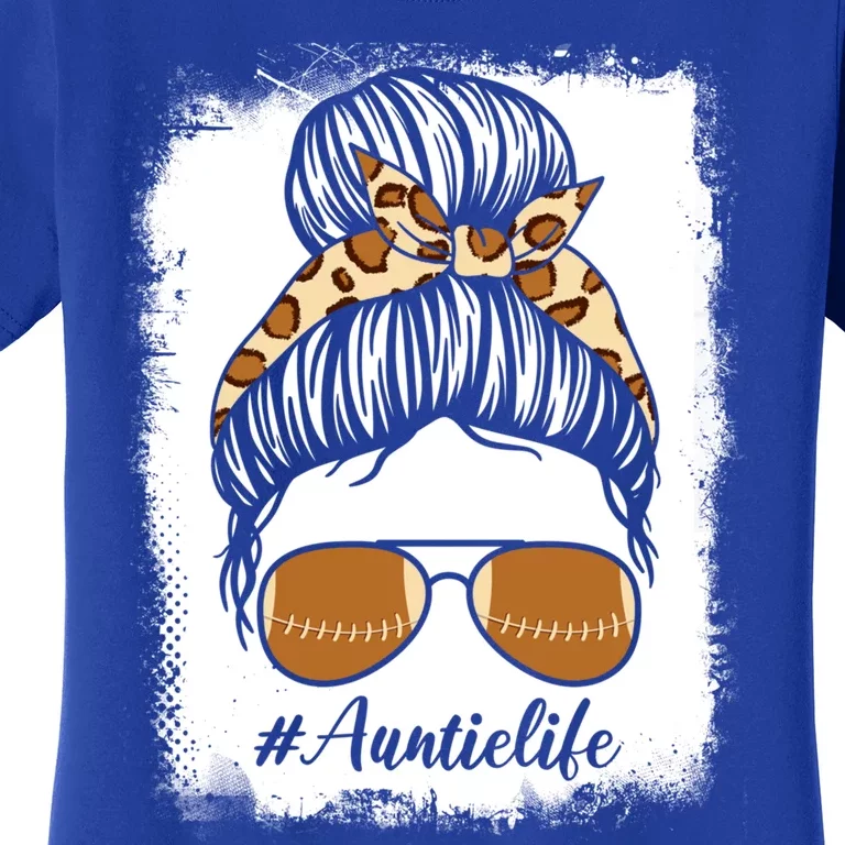 Bleached Leopard Print Messy Bun Sunglasses Football Auntie Gift Women's T-Shirt