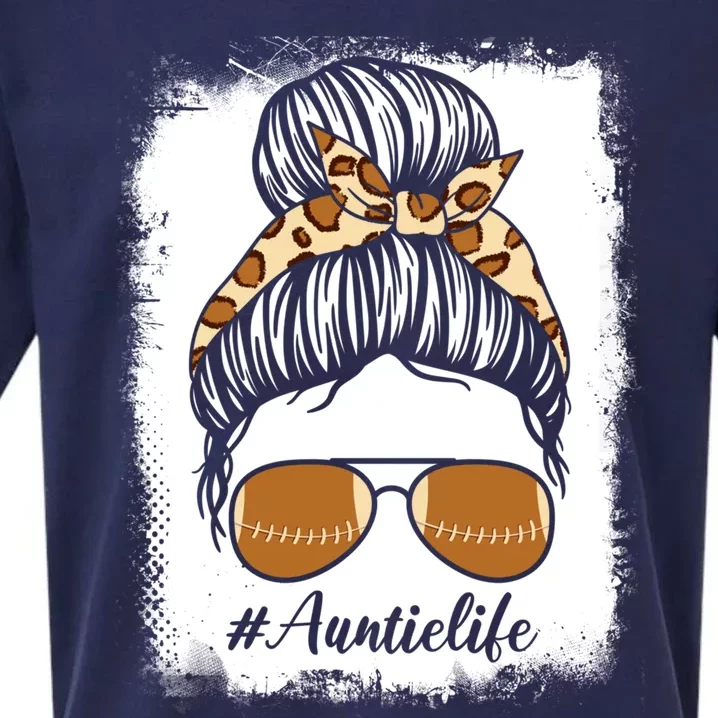 Bleached Leopard Print Messy Bun Sunglasses Football Auntie Gift Sueded Cloud Jersey T-Shirt