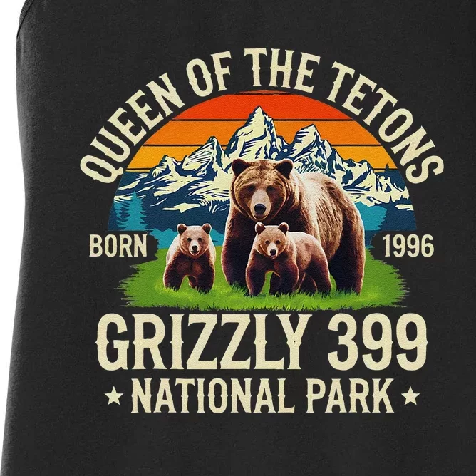 Bear Lovers Queen Of The Tetons Grizzly 399 National Park Women's Racerback Tank