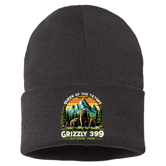 Bear Lovers Queen Of The Tetons Grizzly 399 National Park Sustainable Knit Beanie