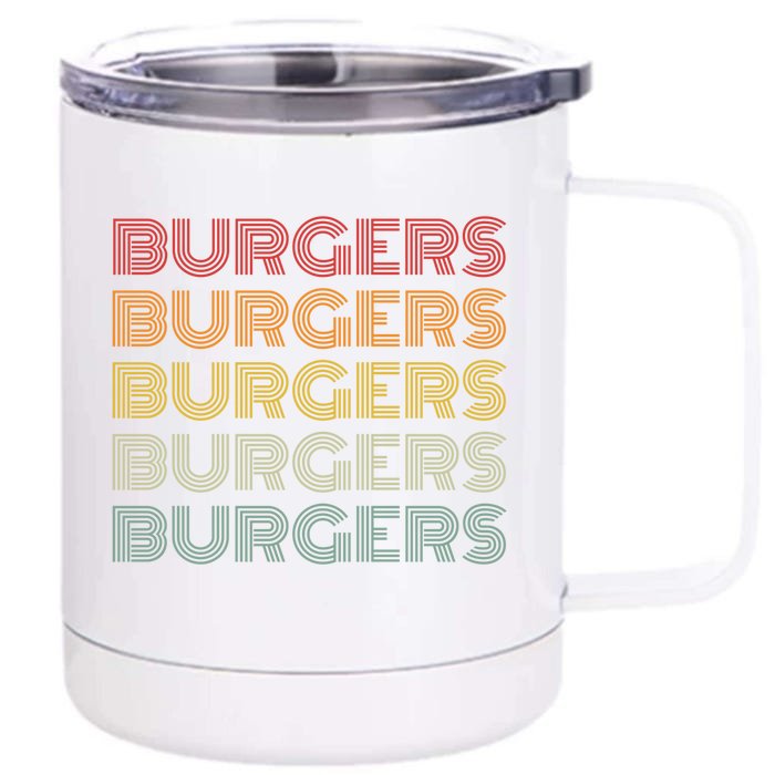 Burgers Lover Retro Style Foodie National Hamburger Day Gift Front & Back 12oz Stainless Steel Tumbler Cup