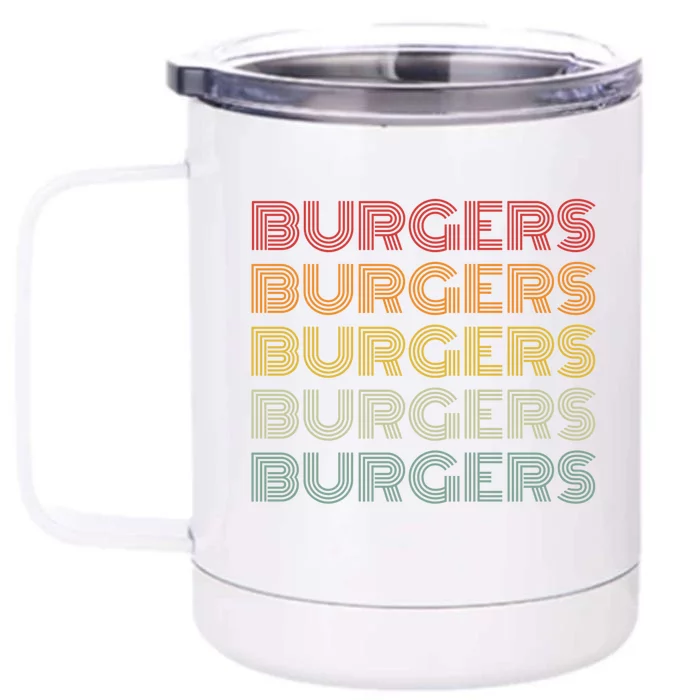 Burgers Lover Retro Style Foodie National Hamburger Day Gift Front & Back 12oz Stainless Steel Tumbler Cup