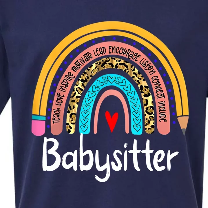 Babysitter Leopard Rainbow Healthcare Doctor Work Gift Sueded Cloud Jersey T-Shirt