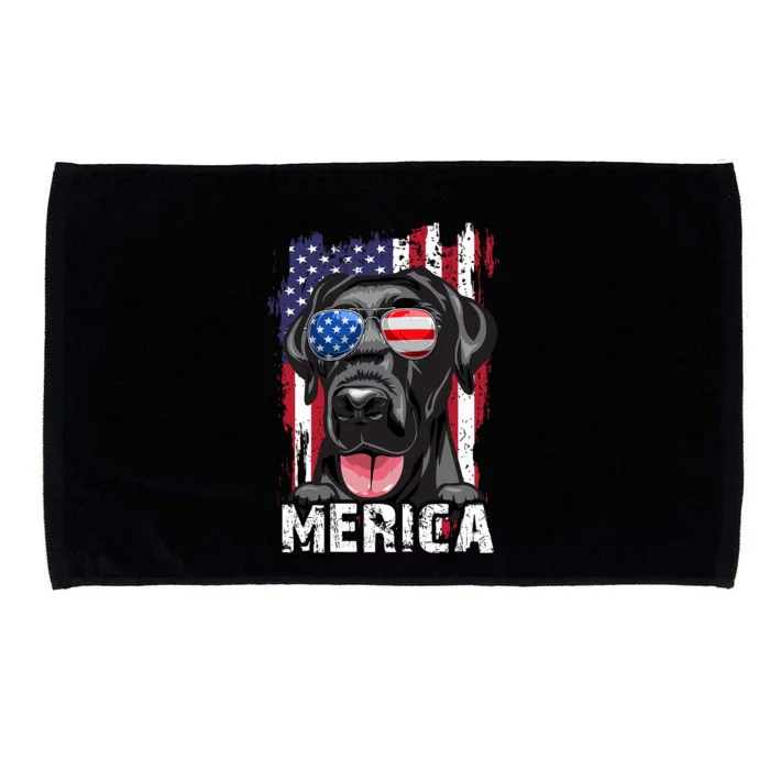 Black Labrador Retriever 4th Of July Merica Usa Flag Lab Dog Microfiber Hand Towel