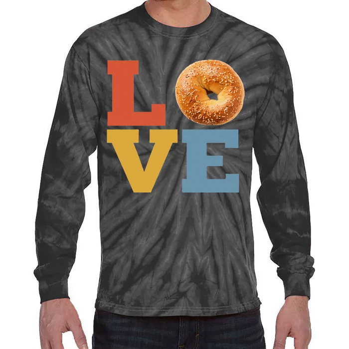 Bagel Love Retro Vibes Bagel Lovers Favorite Weekend Brunch Tie-Dye Long Sleeve Shirt