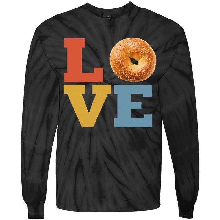 Bagel Love Retro Vibes Bagel Lovers Favorite Weekend Brunch Tie-Dye Long Sleeve Shirt