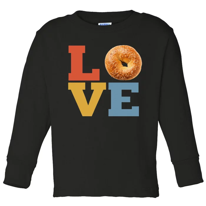 Bagel Love Retro Vibes Bagel Lovers Favorite Weekend Brunch Toddler Long Sleeve Shirt