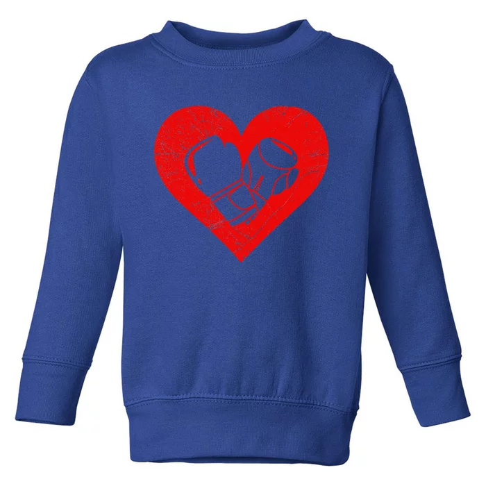 Boxing Lover Retro Heart Sports Player Valentine's Day Toddler Sweatshirt