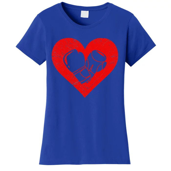 Boxing Lover Retro Heart Sports Player Valentine's Day Women's T-Shirt