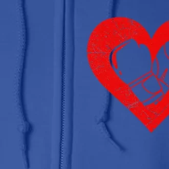 Boxing Lover Retro Heart Sports Player Valentine's Day Full Zip Hoodie