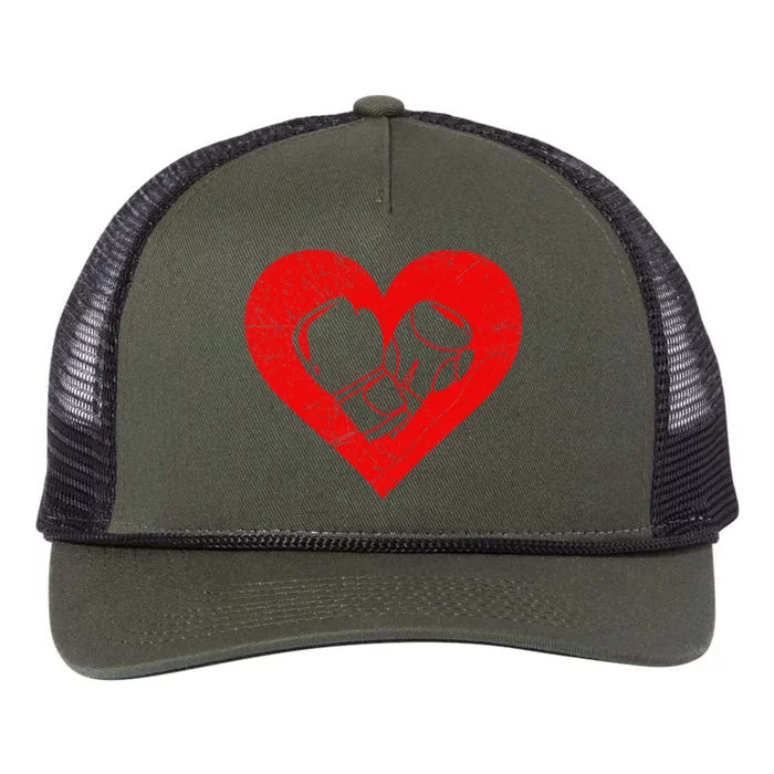 Boxing Lover Retro Heart Sports Player Valentine's Day Retro Rope Trucker Hat Cap