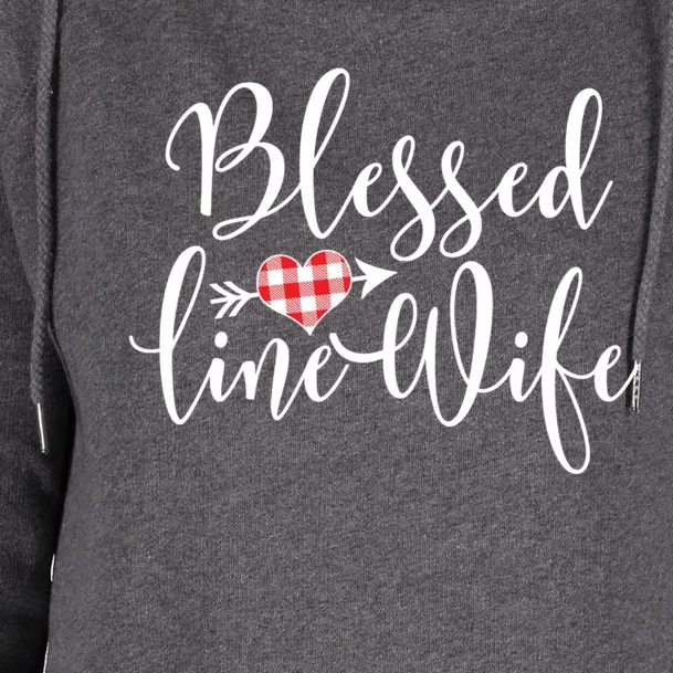 Blessed Linewife Red White Plaid Heart Line Wife Gift Womens Funnel Neck Pullover Hood