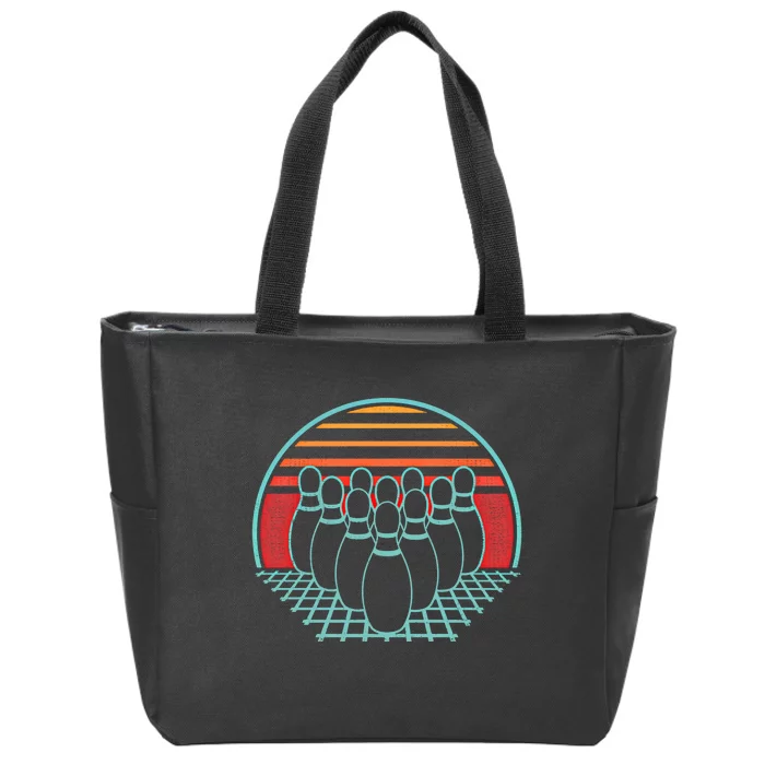 Bowling Lover Retro Vintage 80s Style 10 Pin Player Bowler Gift Zip Tote Bag