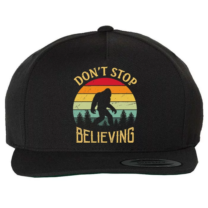 Bigfoot Lovers Retro Vintage DonT Stop Believing Bigfoot Wool Snapback Cap