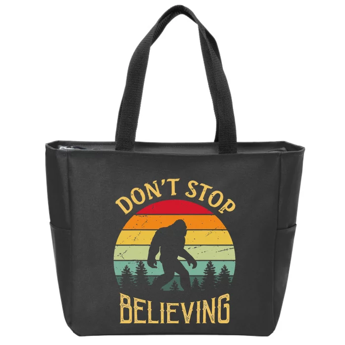 Bigfoot Lovers Retro Vintage DonT Stop Believing Bigfoot Zip Tote Bag