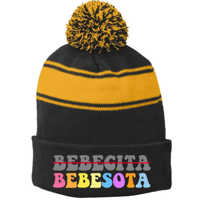 Bebesota Latina Retro Stripe Pom Pom Beanie